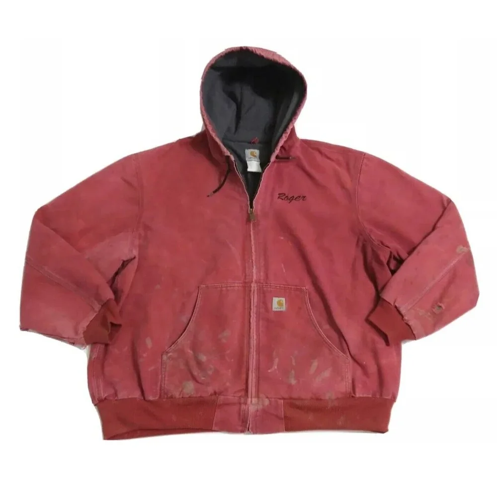 Carhartt J140 DKR 赤 フード付きジャケット Carhartt Quilt-Flannel Lined Duck Active Jac - Industry Red